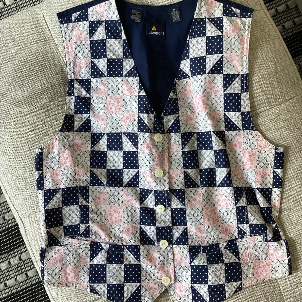 Vintage Lizsport Patchwork Vest, Size M